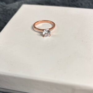 Elegant Rose Gold Ring with Clear Stone cubic zirconias or Diamonique size 4.5-4